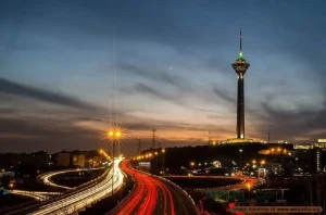 A-View-Of-Milad-Tower-Around-The-Road-In-Tehran-